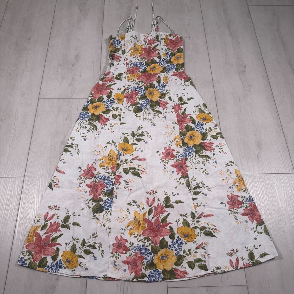Reformation 100% Linen Midi Dress Women's 4 Floral Cottagecore Graden